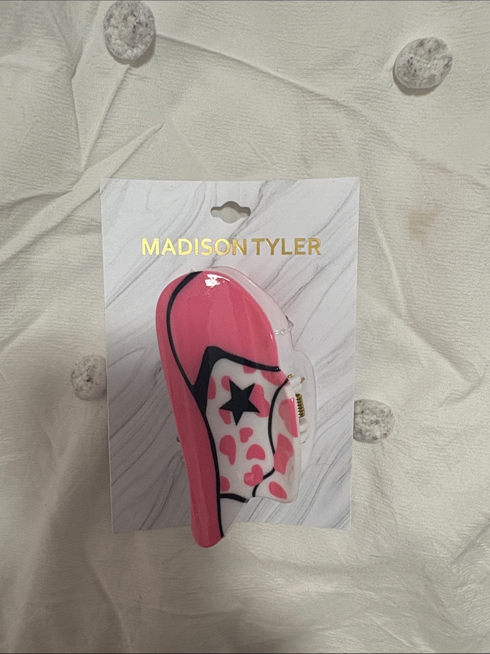 Madison Pink and Black Star Pattern Hair Claw